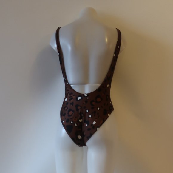 WOMENS THE UPSIDE BROWN BLACK ANIMAL PRINT ONE PIECE SWIMSUIT S * - Picture 8 of 10